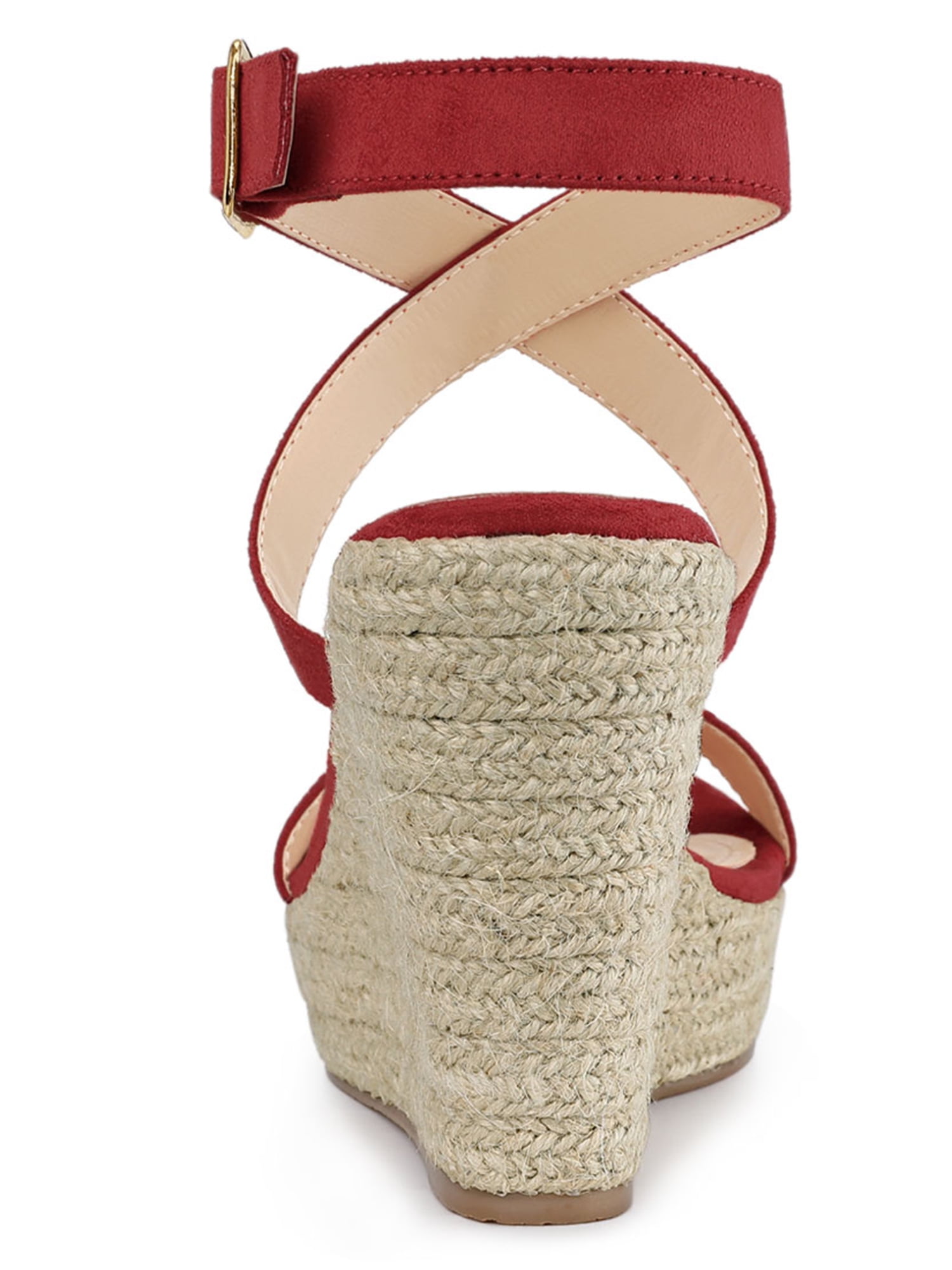 DARING DIVA Women's Slingback Crisscross Wedges Heel Espadrille Sandals Red 9