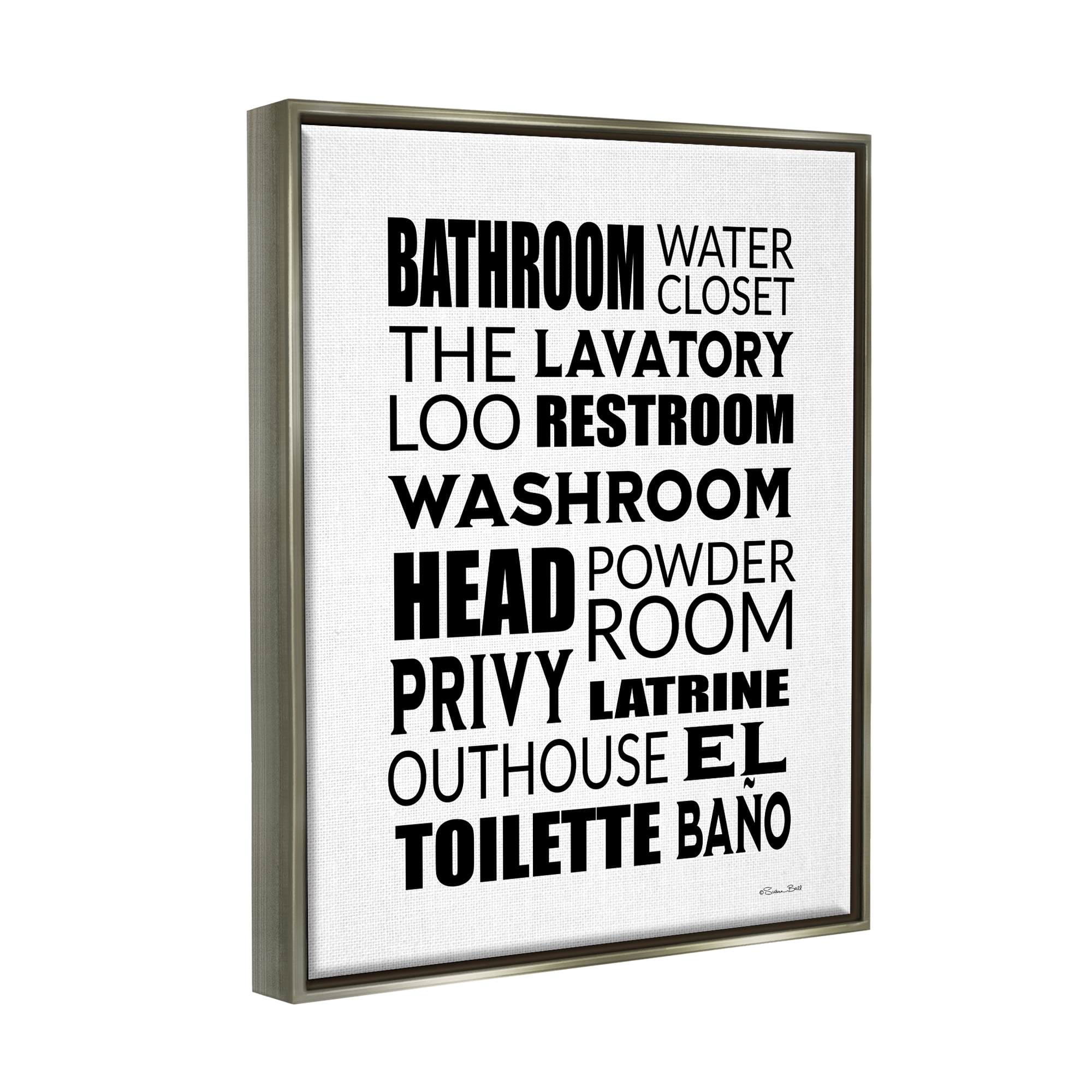 Stupell Bathroom Washroom Loo Phrases Typography Painting Gray Floater Framed Art Print Wall Art