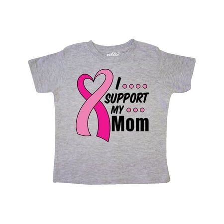 

Inktastic Breast Cancer Awareness I Support My Mom with Pink Ribbon Gift Toddler Boy or Toddler Girl T-Shirt
