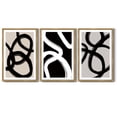 thumbnail image 4 of SHENIFY large 24x36in3pcs Natural Framed Black Abstract Wall Art Decor Duotone Minimal Dark Brush Stroke Prints Shapes Illustrations Modern Art Decorative Ready To Hang, 4 of 5