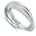thumbnail image 4 of Women's Triple Band White Cubic Zirconia Eternity Ring .925 Sterling Silver Jewelry Female Size 6, 4 of 4