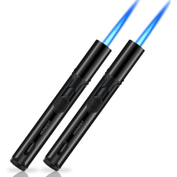 FYROXIA Torch Lighters, Butane Lighters Refillable Single Jet Flame for Candle Grill BBQ Camping (Black&Black) 2pc