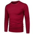 thumbnail image 3 of TFEOQRY Pullover Sweater for Men Solid Color Knitwear Long Sleeved Turtleneck Sweater Top Red, 3 of 6