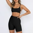 thumbnail image 5 of QATAINLAV Womens Seamless Yoga Set 2 Piece Workout Sport Bra with High Waist Shorts Legging Outfits Tracksuit, Black, XL, 5 of 8