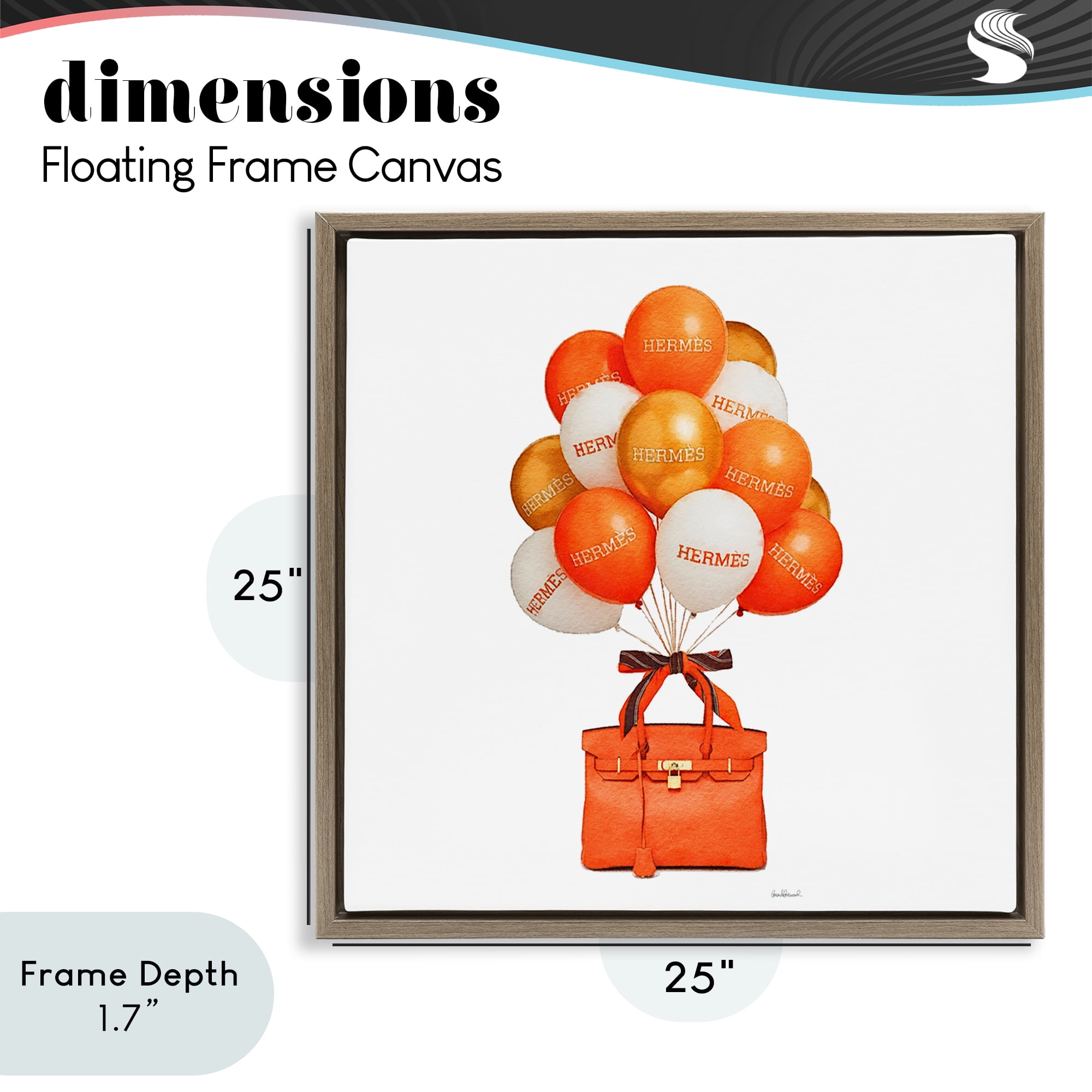 Stupell Industries Orange Handbag & Balloons Brown Framed Floater Canvas Wall Art, design by Amanda Greenwood