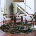 thumbnail image 3 of Peacock Feather Round Area Rug 8Ft Washable Large Circle Rugs for Living Room Dorm, Teal Blue Bird Feather Modern Art Printed Non-Slip Carpet Floor Mats Indoor Outdoor Carpet Runner Home Decor, 3 of 8