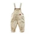 thumbnail image 2 of Eltusu Girls Denim Overalls, Stretchy Casual Sleeveless Fashion Kids Jumpsuit Romper Beige Size 1-4 T, 2 of 6
