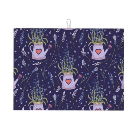 

Dish Drying Mat Lavender Flowers Love Kettle Highly Absorbent Microfiber Drying Mat Kitchen Counter or Sink Drawer Liner 18x24 Kitchen Drying Mat Coffee Mat Kitchen Essentials