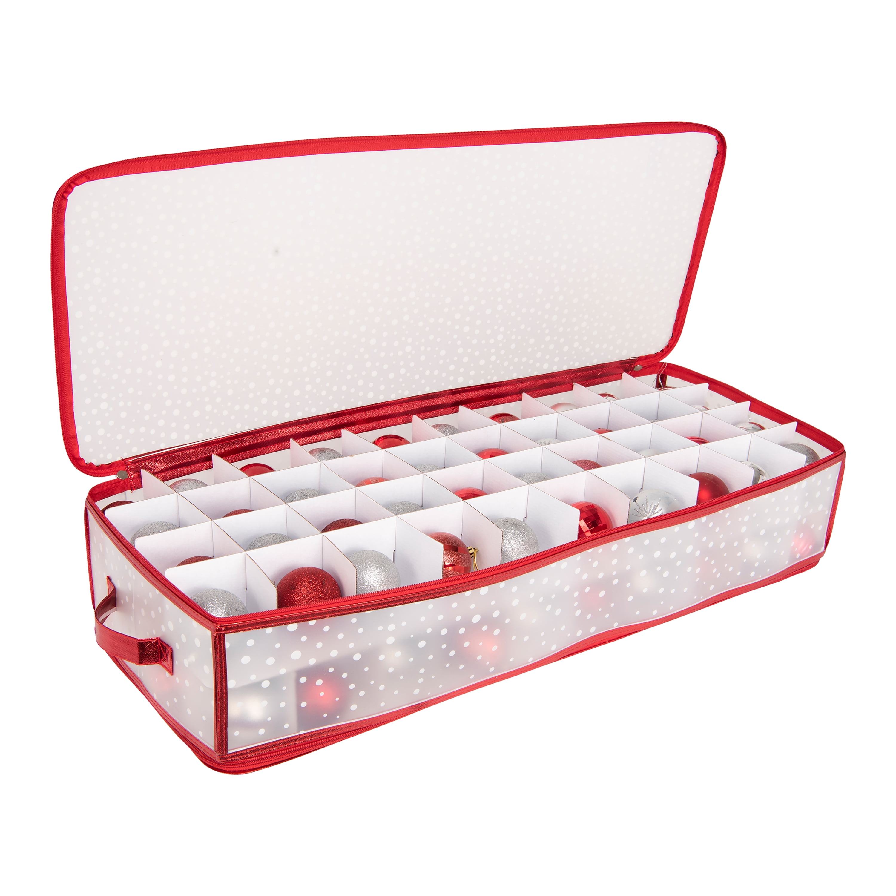 Simplify Plastic 80 Count Ornament Storage Organizer Bag, Red