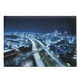 thumbnail image 1 of Travel Cutting Board, Aerial View Tel Aviv Night Ayalon Highway City Life Modern Panorama Photo, Decorative Tempered Glass Cutting and Serving Board, Large Size, Dark Blue Pale Blue, by Ambesonne, 1 of 1
