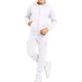 thumbnail image 6 of BRGZLK Kids 2 Piece Tracksuit Set 2026 Long Sleeve Solid Color Zip Up Hooded Sweatshirt and Elastic Waist Sweatpants Fleece Comfort Casual Sportswear Kids Fall Winter Clothes White 7-8 Years, 6 of 7