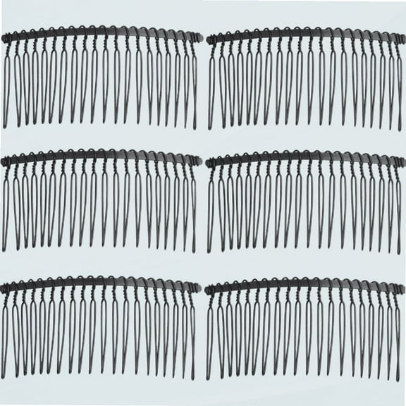 6 Pieces Hair Comb Clips, 20 Teeth Metal Hair Side Combs Wire Twist Combs Bridal Wedding Veil Combs Decorative Hair Comb Accessory for Women and Girls (Black)