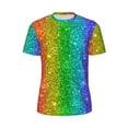 thumbnail image 5 of Wukai Glitter Rainbow Print Men's Short-Sleeved Mesh T-Shirt,Quick-Dry Short Sleeve Workout T-Shirt-X-Large, 5 of 8