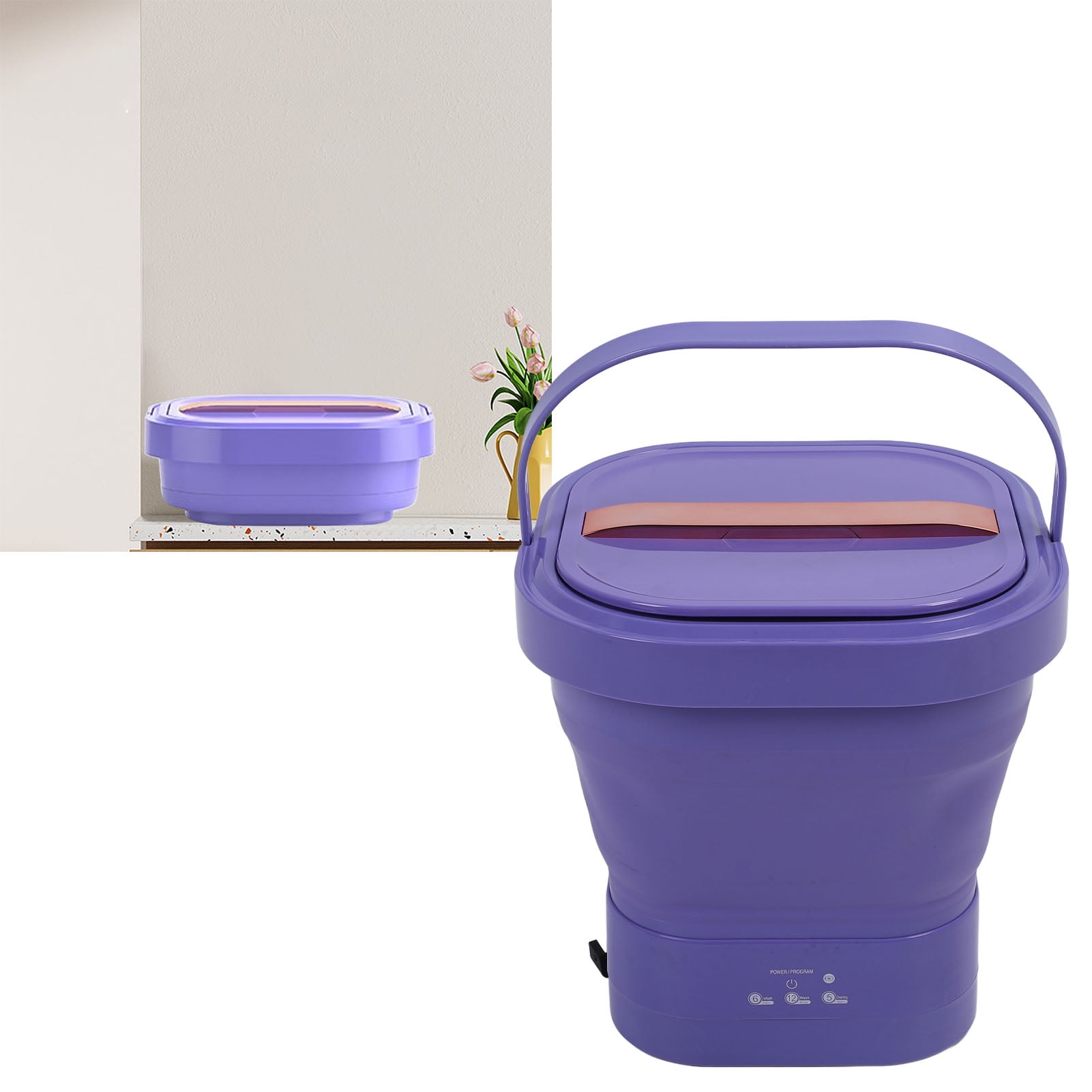 Mini Portable Bucket Washer, Powerful Compact Folding Washing Machine, Clean & Spin Dry, Light Clothes Laundry for Travel Camping Apartment, Rechargeable Small Washer