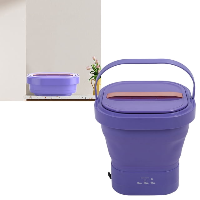 Mini Portable Bucket Washer, Powerful Compact Folding Washing Machine, Clean & Spin Dry, Light Clothes Laundry for Travel Camping Apartment, Rechargeable Small Washer