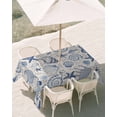 thumbnail image 3 of 60x84 Inch Outdoor Tablecloth with Umbrella Hole Zipper Rectangle Navy Blue Coastal Rectangular Tablecloths Outside Waterproof Nautical Ocean Shell Starfish Sea Rustic Patio Table Cover for Picnic, 3 of 8