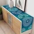 thumbnail image 4 of Teal Blue Boho Table Runner - 60 Inch Long, Kitchen Dining Table Runner Dresser Scarves, Retro White Rustic Flower Ethnic Pattern Farmhouse Decor for Coffee Tables Wedding Party Banquet, 4 of 8
