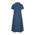 thumbnail image 6 of Viadha Casual Summer Dress Womens Spring and Summer V-Neck Solid Denim Casual Short Sleeved Dress, 6 of 6