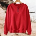 thumbnail image 4 of Sevevn Women's Henley Half Button Fleece Loose Long Sleeve Pullover Sweatshirt Fall Winter, 4 of 5