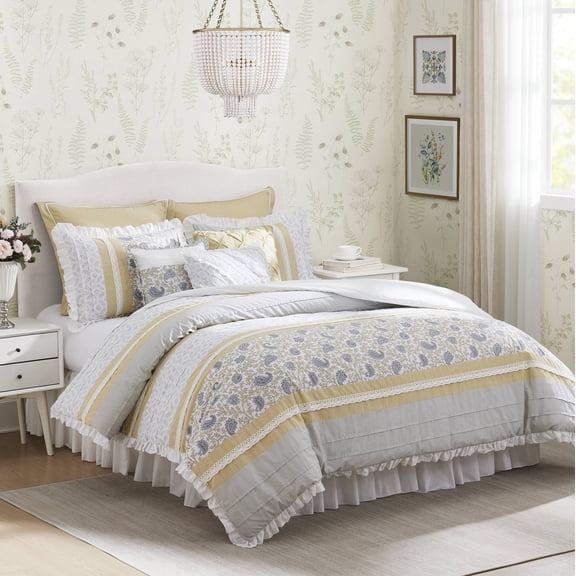 Bedding Sets 9 Piece Cotton Percale Comforter Set Yellow Cal King,Bed Sets