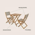 thumbnail image 4 of Javea Modern Coastal 3-Piece Acacia Wood Outdoor Folding Bistro Set, Beige/Teak Brown, 4 of 9