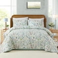 thumbnail image 3 of 100% Cotton Quilt Set Bedspreads Lightweight Coverlet Sets Garden Style Floral Bedding Set with Pillowcases for All Season, Exquisite, Ultra Soft, 3 of 6
