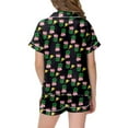 thumbnail image 3 of MIASHUI Ensemble de Pyjama 2 Pcs pour Filles à Imprimé Floral, Manches Courtes et Shorts, Noir, 4-5 Ans, 3 of 4