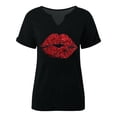 thumbnail image 4 of SJLDQY Women's Tshirts Short Sleeve T-Shirts for Women Casual V Neck Lips Graphic Breathable Tee Tops, 4 of 4