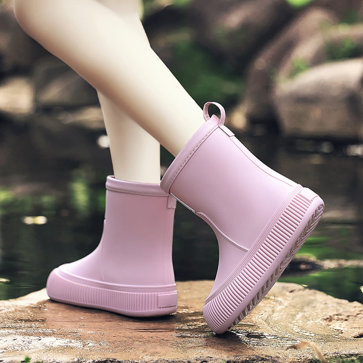 AUXDIQ Rain Boots Women Short Ankle Waterproof Rain Shoes Outdoor Garden Shoes