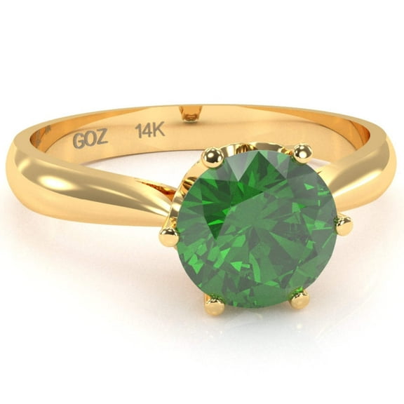Crown Setting Lab-Created Emerald Engagement Ring In 14k Yellow Gold