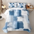 thumbnail image 2 of Homewish Vintage Blue Plaid Quilt King,Grunge Aesthetic King Coverlet Set,3 Pieces, 2 of 7