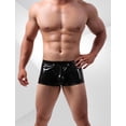 thumbnail image 2 of Ausing Mens PU Leather Boxer Briefs Low Rise Trunks Shorts Underwear Clubwear Black M, 2 of 3