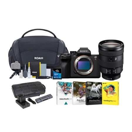 Sony a7R V 61MP Full-Frame Mirrorless Camera with 24-105mm f/4 G OSS Lens Bundle with Gadget Bag  Batteries SD Card Software and Reader