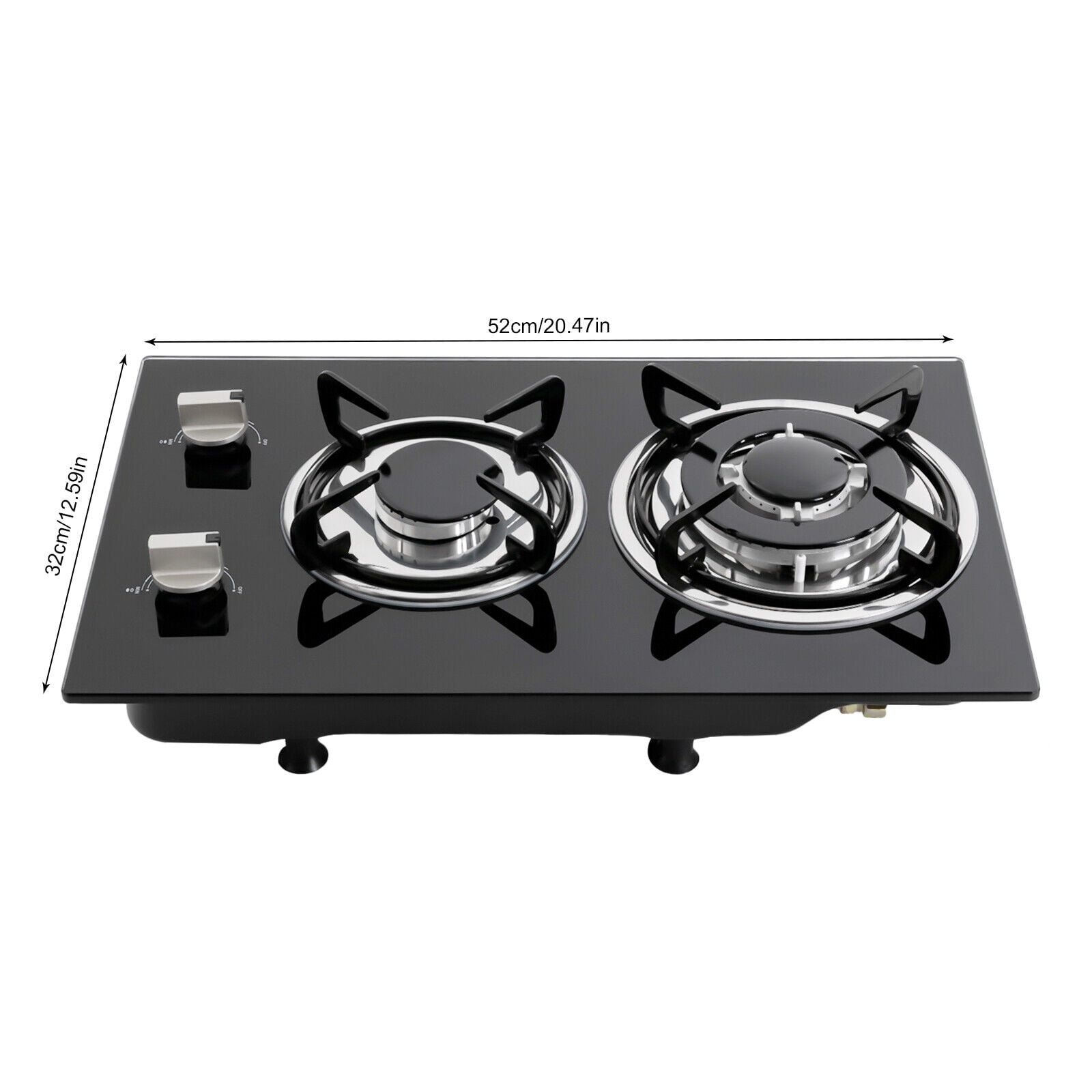 2 Burner Modern Gas Cooktop Gas Stove Top with 2 Burner Black 20.47*12.6 in