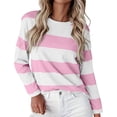 thumbnail image 2 of Long Sleeve Tops Womens Long Sleeve Shirts T Shirts Crew Neck Shirts Basic Tee Comfy Striped Printed Tops Blouse, 2 of 5