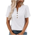 thumbnail image 1 of DcGZvy Going Out Tops for Women Short Sleeve Blouses for Women V Neck Button-Down Shirts for Women Solid Color Tunic Tops Work Shirts for Women Summer Basic Tees 2025 XXL, 1 of 6