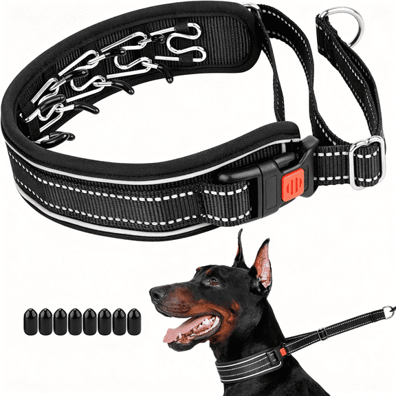 GASTROPOD Martingale No Pull Dog Collar, Reflective Walking Collar for Large Medium Dogs Pitbull Belgian Malinois Doberman That Pull, Anti Pull Dog Collar with Buckle for Training Hunting