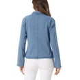 thumbnail image 3 of INSPIRE CHIC Denim Blazer for Women's Open Front Distressed Stand Collar Jeans Jacket S Light Blue, 3 of 6