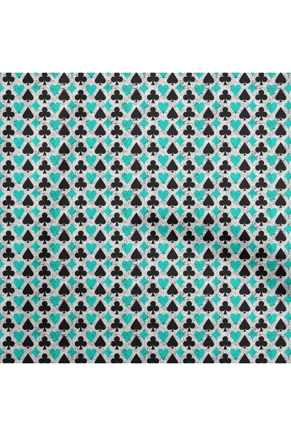 Cotton Poplin Twill Turquoise Blue Fabric Poker Card Diy Clothing Quilting Fabric Print Fabric By Yard 56 Inch Wide