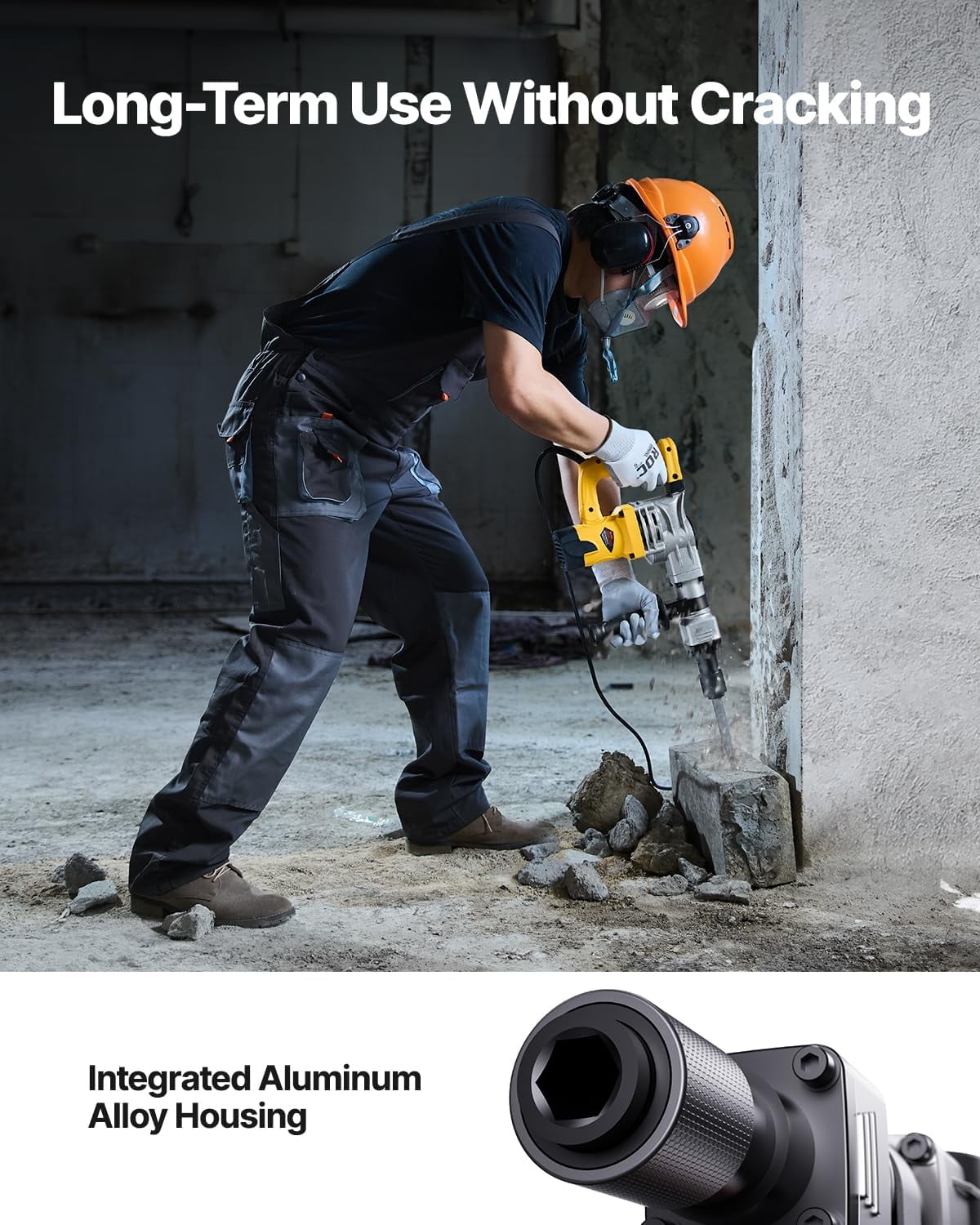 Demolition Jack Hammer, MAX 1400W Electric Jackhammer Heavy Duty, 2900 BPM Concrete Breaker 2pcs Chisels Bits Chipping W/Case, Gloves