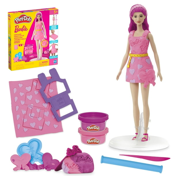 Set de diseño de moda Play-Doh Barbie Hearts and Hair de más de 5 años