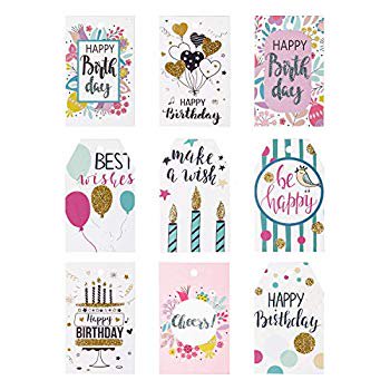 Gift Tags With String 54pcs Birthday Paper Tags With Glitter Celebrating Candles Balloons Pattern Design For Birthday Party Favors Baby Shower Walmart Com Walmart Com