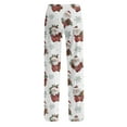 thumbnail image 3 of Fabrcox Christmas Women Pajama Pants Sleepwear Loose Fit Christmas Snowman Printed Drawstring Wide Leg Lounge Long Bottoms Gray XXXL, 3 of 6
