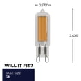 thumbnail image 2 of Bulbrite 862862 2700K 300 Lumen 3.5 watt LED Filament Mini T4 Light Bulbs with Clear & Bi-Pin G9 Base, Warm White - Pack of 4, 2 of 5