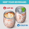 thumbnail image 4 of Floral 12oz Stainless Steel Insulated Wine Tumbler with Lid and Straw – Double Wall Vacuum Mug for Hot & Cold Drinks, 304 Steel Interior, Sweat-Free Design,Thanksgiving,Christmas, Spring,Flower, 4 of 5