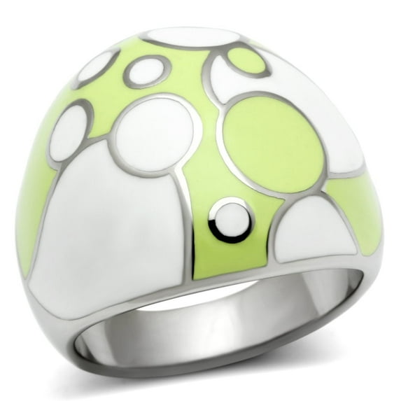 TK511 - High polished (no plating) Stainless Steel Ring with Epoxy in Multi Color