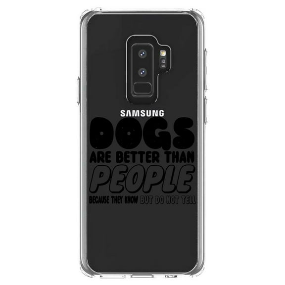 DistinctInk Clear Shockproof Hybrid Case for Samsung Galaxy S9  PLUS (6.2" Screen) - TPU Bumper Acrylic Back Tempered Glass Screen Protector - Dogs Are Better Than People