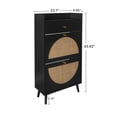 thumbnail image 3 of Hassch Rattan Shoe Storage Cabinet with 2 Flip Drawers and 1 Drawer for Entryway, Wood Slim Hidden Shoe Rack Organizer, 23.7"L x 9.45"W x 43.43"H, Black, 3 of 10