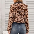 thumbnail image 7 of Aofany Ladies Warm Faux Furry Long Coat Jacket Winter Hooded Outerwear Leopard Print Tops, 7 of 7