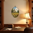 thumbnail image 4 of Canvas Wall Art Farmhouse Barn Country Landscape Rural Scene Wildflowers Old Church Oval Framed Canvas Prints Vintage Wall Hanging Decor for Home Decorations 8.6"x11.4", 4 of 7